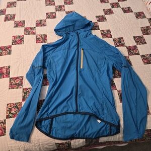 Blue Ski & Snow Jacket with Hood and Water-Resistant Fabric